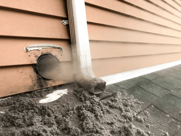 Before and after dryer vent cleaning comparison
